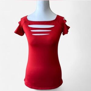 Red Cut-Out Women's Top